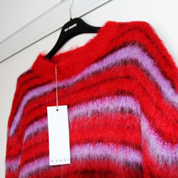 BNWT AW21 MARNI STRIPED FUZZY-WUZZY MOHAIR SWEATER 50 - Picture 4 of 12
